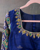 A beautiful blue saree - Bandini Crepe with Patola