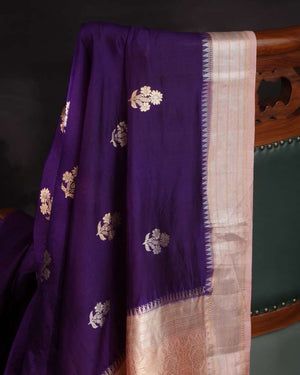 Raw mango silk saree in a beautiful violet and baby pink combo