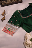 Regal chanderi pattu in a stunning emerald green color