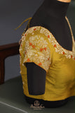 Soft crepe silk sarees in dual shades with designer blouses