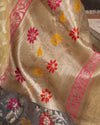 Banarasi Kora in a subtle yellow and grey combo