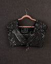 Black heavily embroidered mirror work blouse