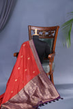 Soft Silk Pattu - Color play at its finest - Red/Purple