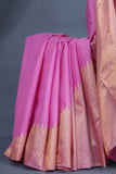 Raising Temple border kanjeevaram saree in Beautiful Pink