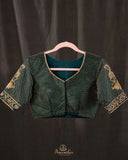 Dark Bottle Green blouse with all over cutdana work