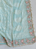 Chikankari georgette saree in blue