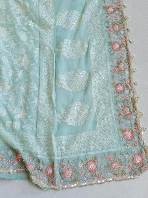 Chikankari georgette saree in blue