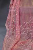 Blush pink cocktail saree with sequins work