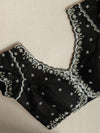 Falling organza saree in black with all over sequins work