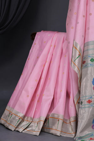 Gadwal Paithani saree in lovely baby pink