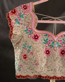 Beige blouse with delicate all over work