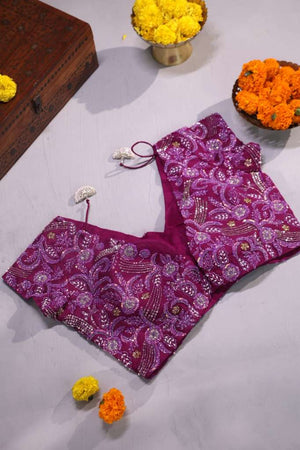 A heavy all over work blouse in magenta