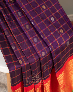 Purple & Red combo Gadwal Pattu saree