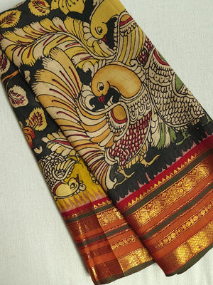A classic kanchi kalamkari saree with a pure Patola blouse
