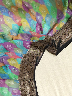 Banarasi Chiffon saree in black with rangkart pattern