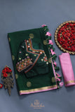 Mysore crepe silk saree in a beautiful shade of emerald green
