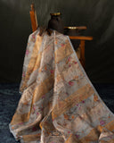 Organza tissue saree in a lovely combo of grey and light orange
