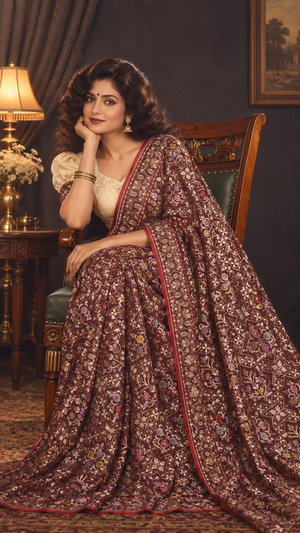 An exquisite Banarasi Cotton Jamdaani saree
