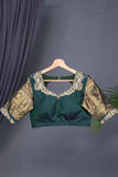 Elegant Gadwal Kanchi saree in beautiful emerald green shade
