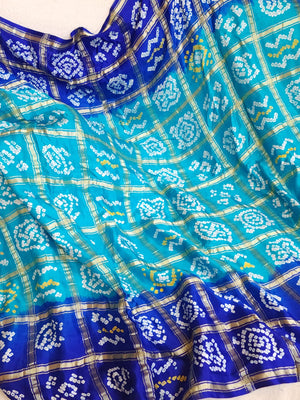 Bandini Gharchola saree in hues of blue