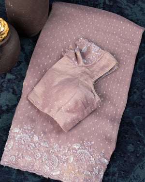 Brocade tissue georgette sarees with intricately embroidered border