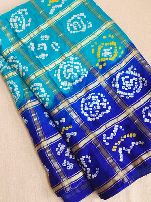 Bandini Gharchola saree in hues of blue