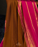 Mysore crepe silk saree in a lovely color combo of earthy brown and magenta