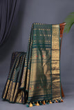 Elegant Gadwal Kanchi saree in beautiful emerald green shade