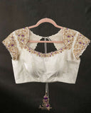 Elegant hand embroidered off white blouse