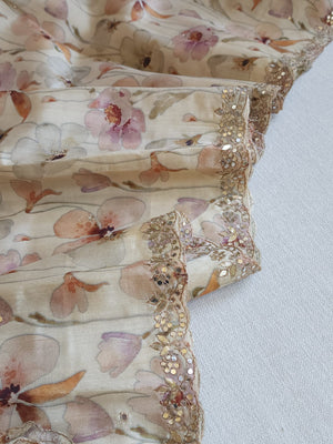 Handloom tusser saree with all over floral prints