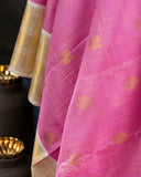 Kanjeevaram saree in a lovely shade of baby pink and off white pastels