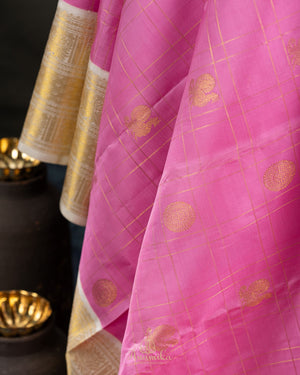 Kanjeevaram saree in a lovely shade of baby pink and off white pastels