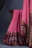 Mysore crepe silk saree with embroidered border
