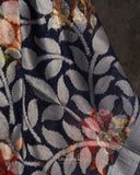 Royal Blue Handloom Lenin saree with digital floral prints