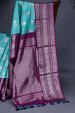 Exquisite Venkatagiri Pattu saree in blue and purple