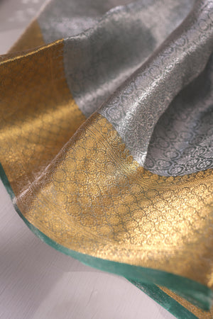 Regal Tissue Brocade saree in refreshing green