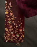 Brown blouse with 3/4th net sleeves and embroidery