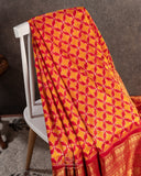 Orange Twill Silk Saree with a beautiful kanchi border