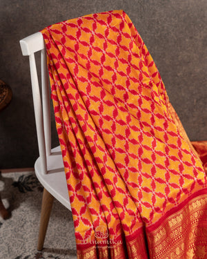 Orange Twill Silk Saree with a beautiful kanchi border