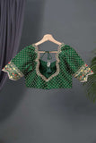 Dark green blouse with heavy embroidery work
