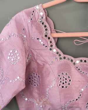 Stunning mirror work georgette saree in pink