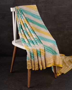 Banarasi Georgette saree in a beautiful shade of blue and yellow