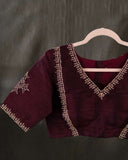 Brown blouse with traditional muggu design - purely vintage