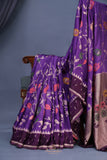 A beautiful floral Tusser Georgette - Purple