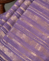 Lavender Goergette Organza saree with zari lines all over