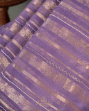 Lavender Goergette Organza saree with zari lines all over