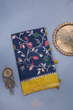 A beautiful floral Tusser Georgette - Dark Blue
