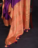 Mysore crepe silk saree in a lovely color combo of purple and peach