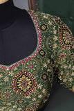 Heritage Green Ajrak Designer Blouse