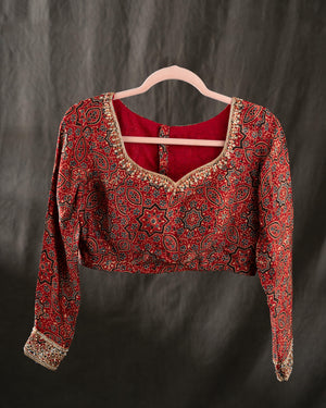 Beautiful black ajrak saree on modal silk